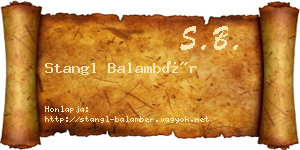 Stangl Balambér névjegykártya